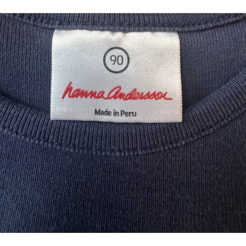 Hanna Andersson Girls 90 3T Navy Striped Long‎ Sleeve Dress 100% Cotton Darling!